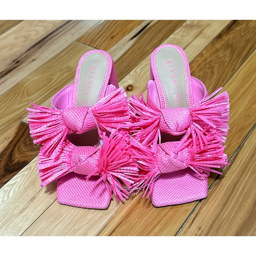 Maguire Raffia Knotted Fringe Slide Sandals - Picture 2 of 5